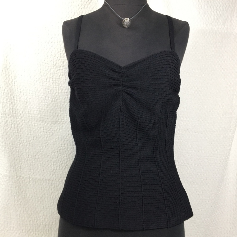 🌵ST. JOHN Black Knit Contour Tank Side Zip - Picture 3 of 8